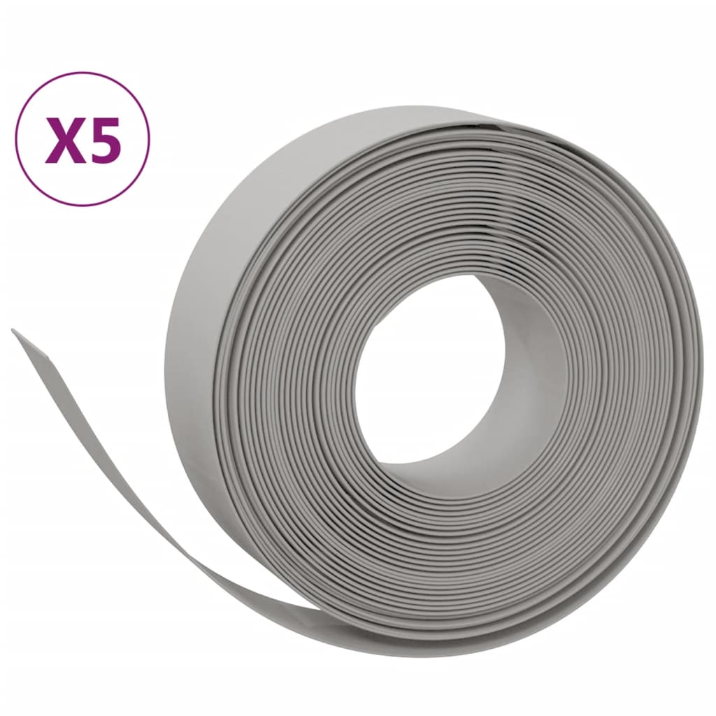 Bordature da Giardino 5 pz Grigie 10 m 15 cm Polietilene