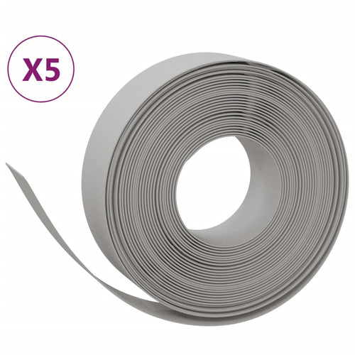 Bordature da Giardino 5 pz Grigie 10 m 15 cm Polietilene