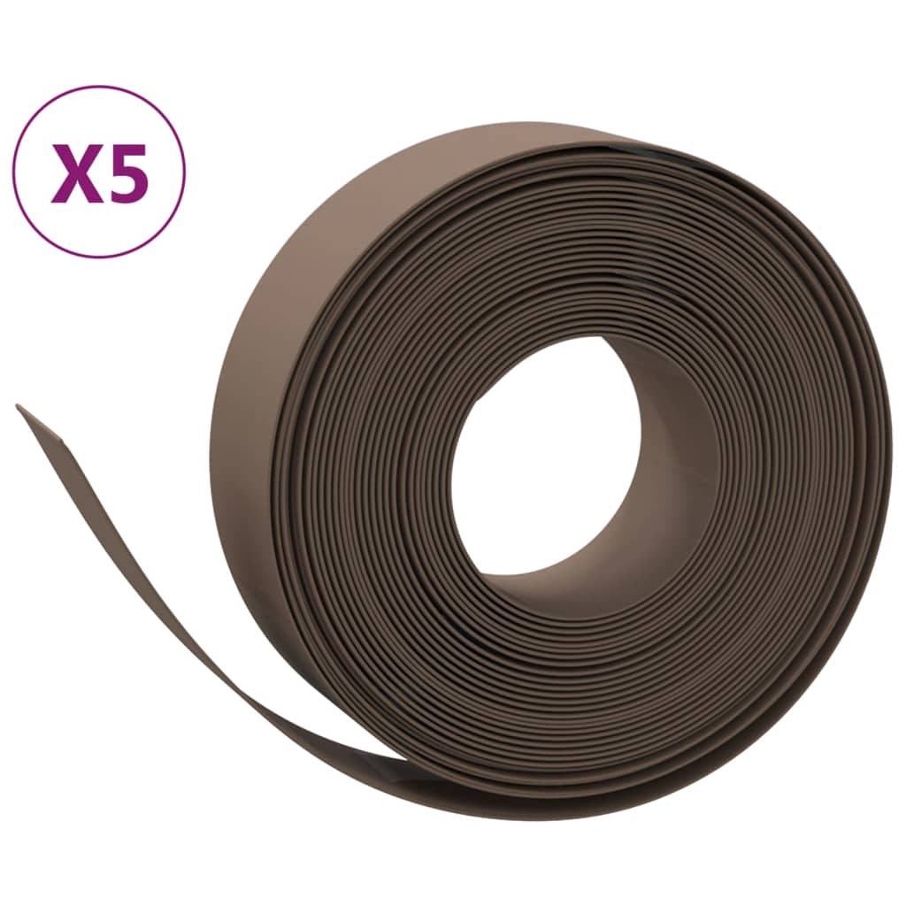 Bordature da Giardino 5 pz Marroni 10 m 15 cm Polietilene
