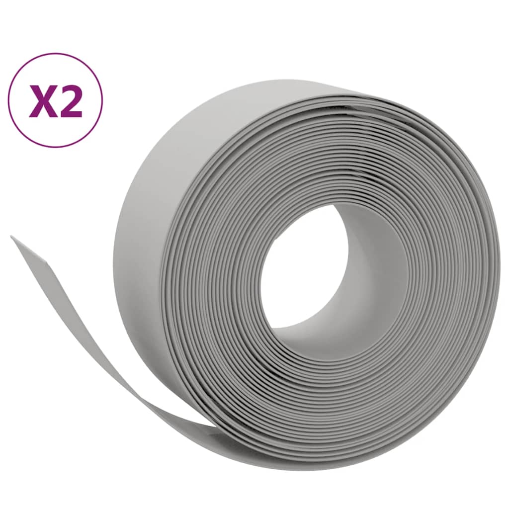 Bordature da Giardino 2 pz Grigie 10 m 20 cm Polietilene