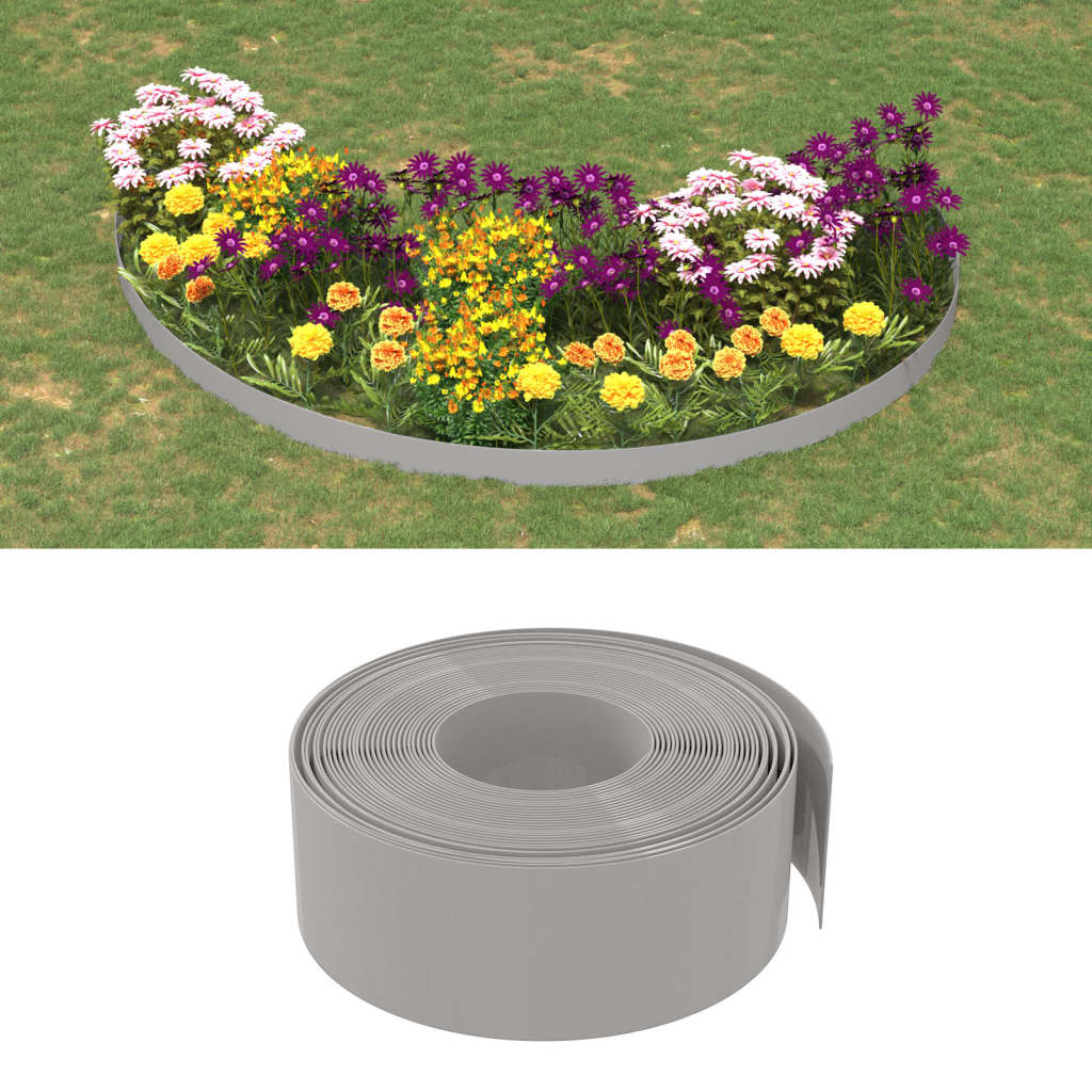 Bordature da Giardino 2 pz Grigie 10 m 20 cm Polietilene