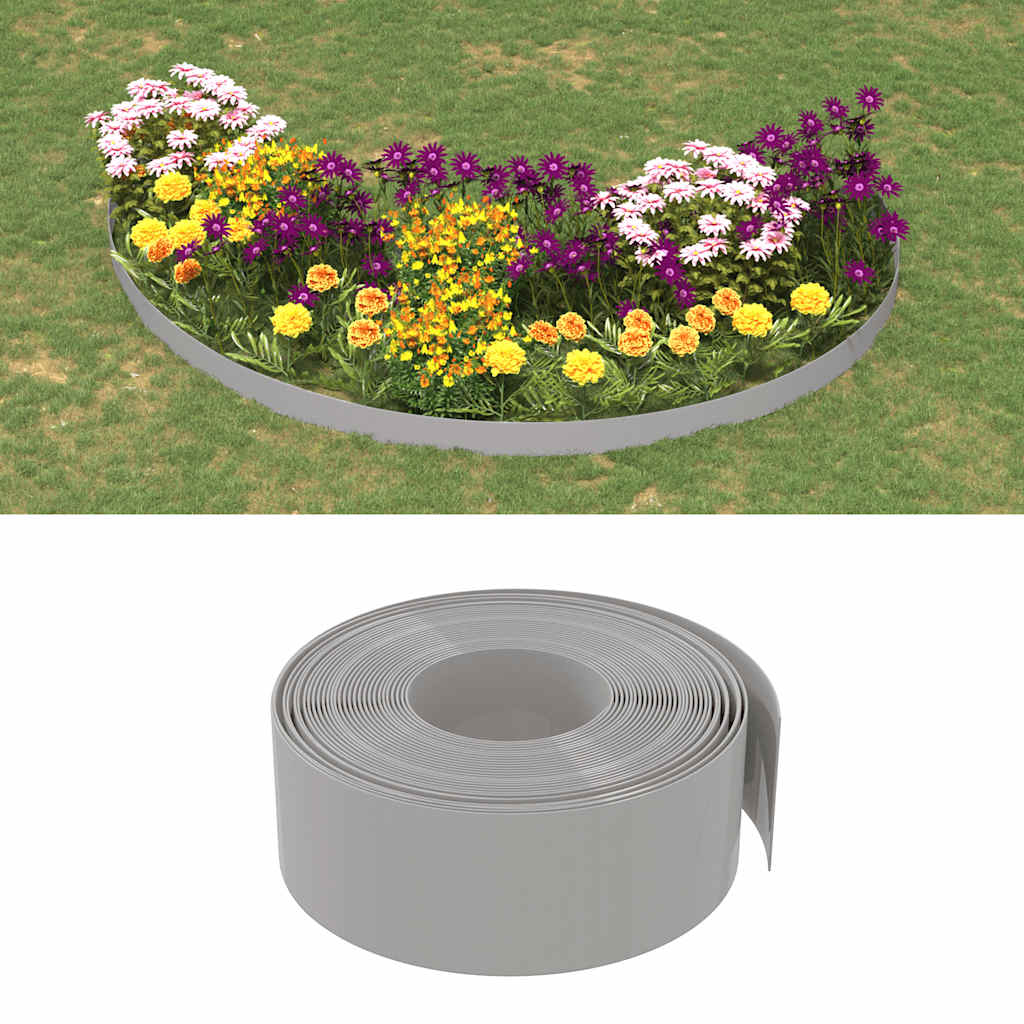 Bordature da Giardino 4 pz Grigie 10 m 20 cm Polietilene