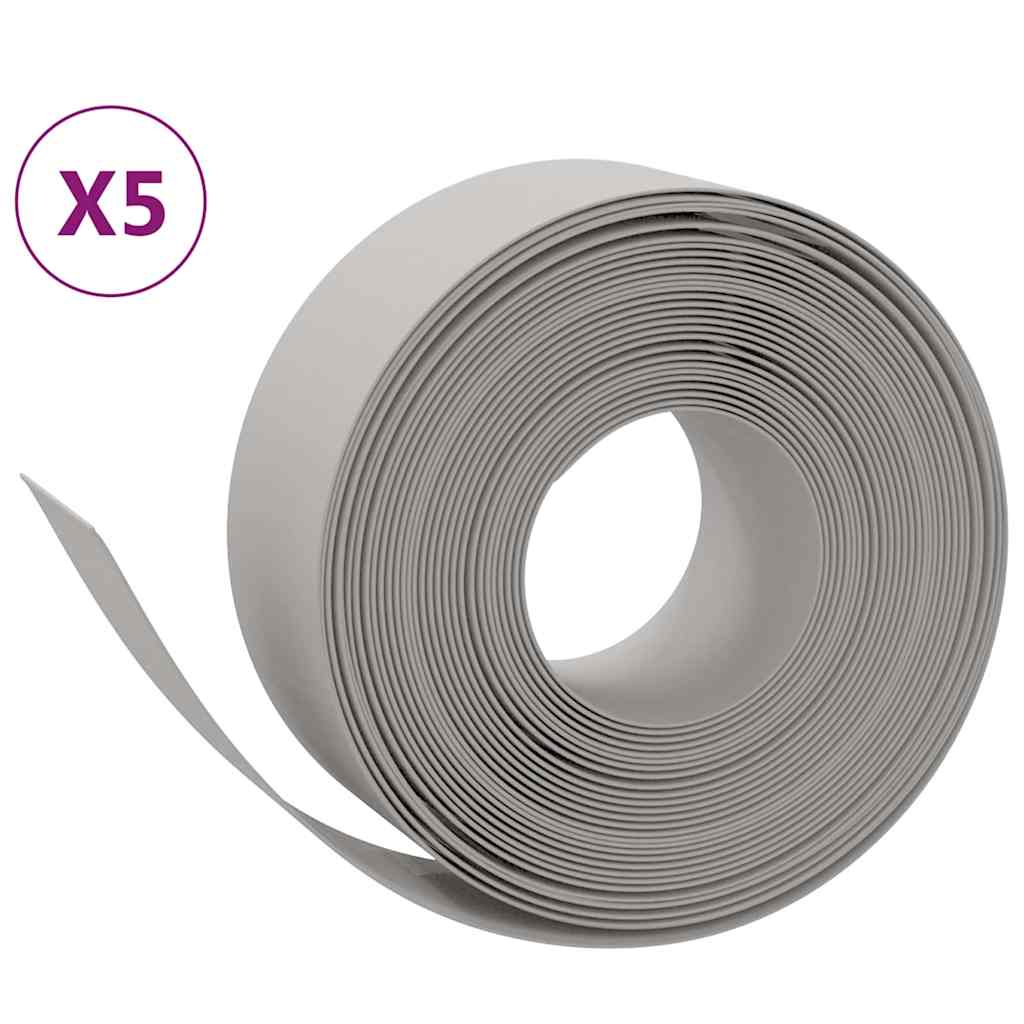 Bordature da Giardino 5 pz Grigie 10 m 20 cm Polietilene