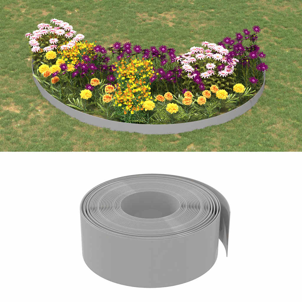 Bordature da Giardino 5 pz Grigie 10 m 20 cm Polietilene