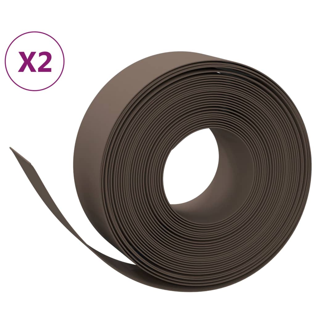 Bordature da Giardino 2 pz Marrone 10 m x 20 cm Polietilene