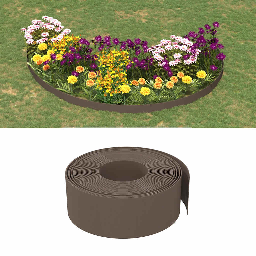 Bordature da Giardino 3 pz Marrone 10 m 20 cm Polietilene