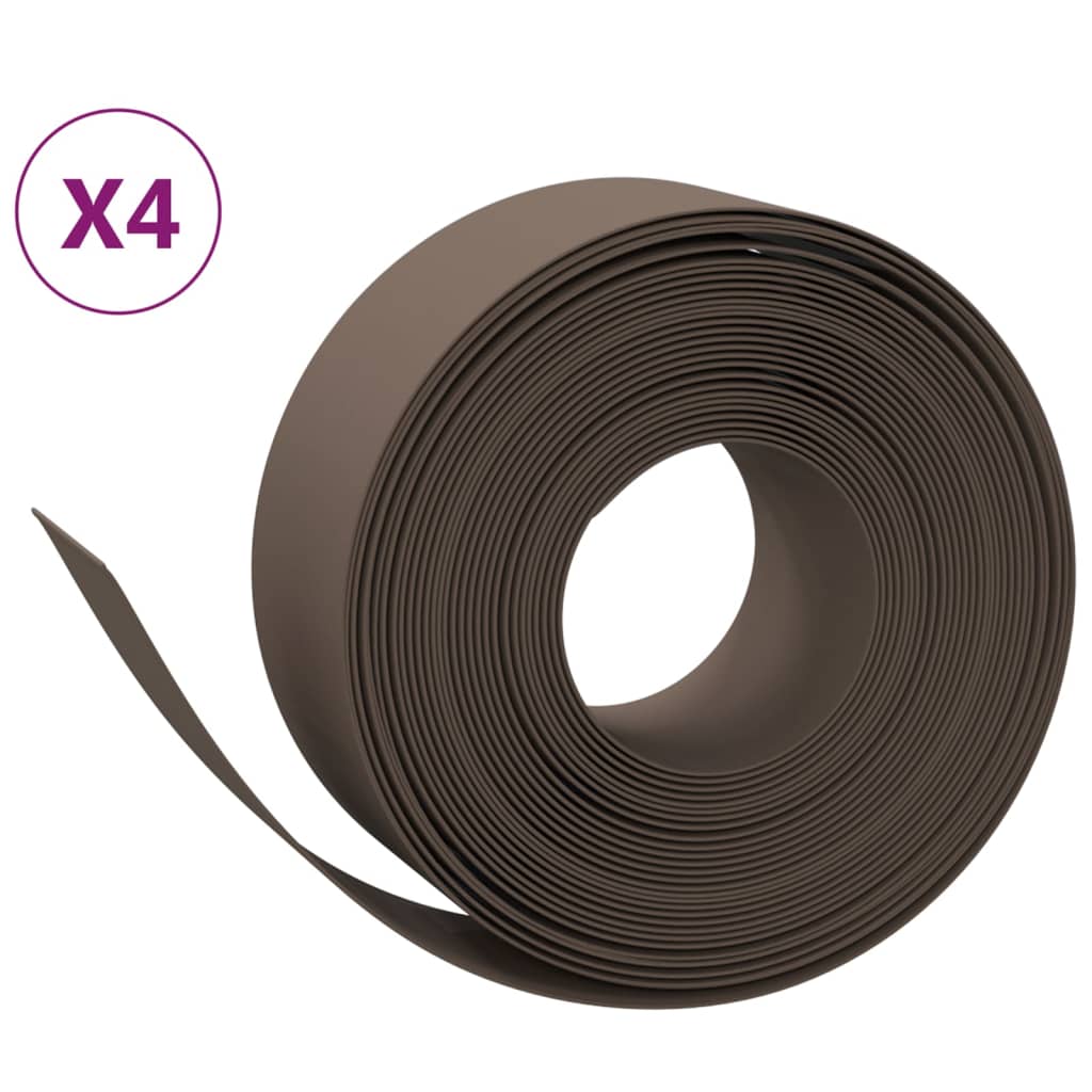 Bordature da Giardino 4 pz Marrone 10 m 20 cm in Polietilene
