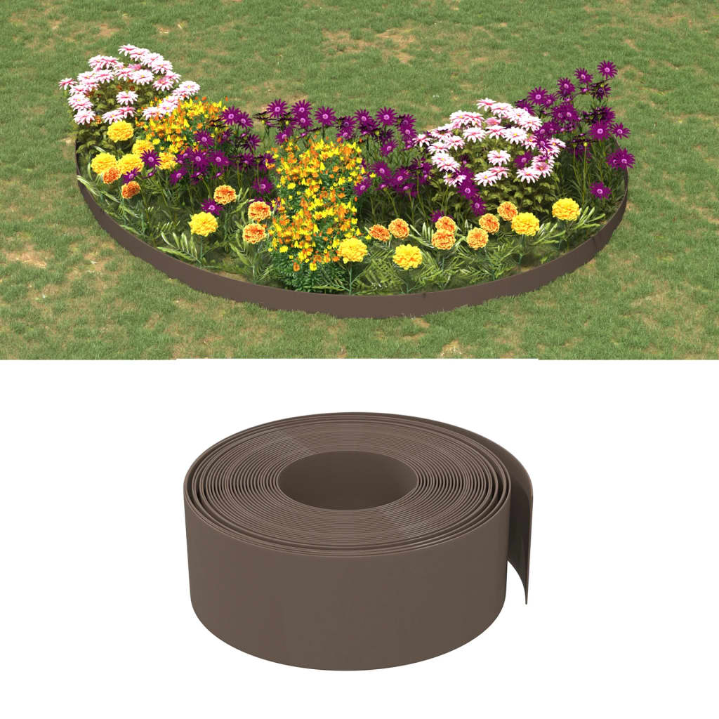 Bordature da Giardino 4 pz Marrone 10 m 20 cm in Polietilene
