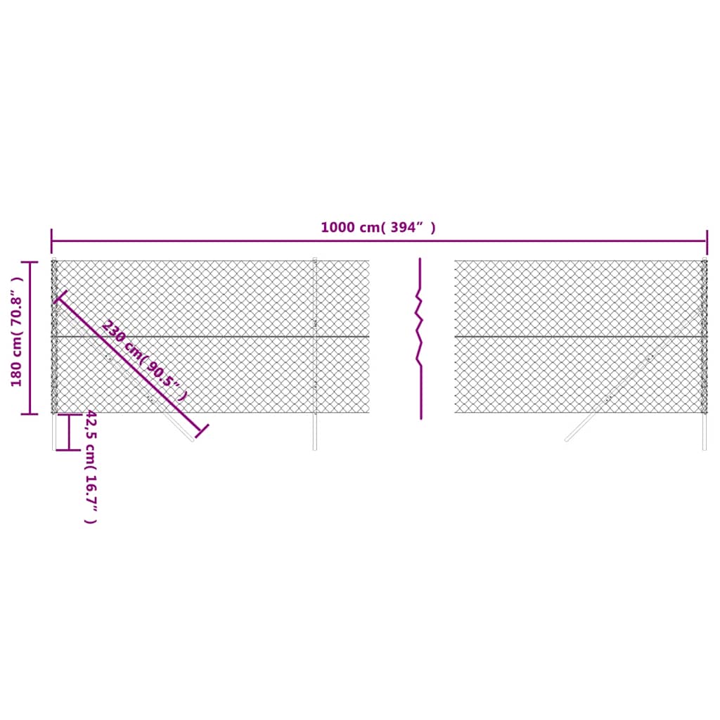 Recinzione a Rete Verde 1,8x10 m - Acciaio Zincato con Rivestimento PVC