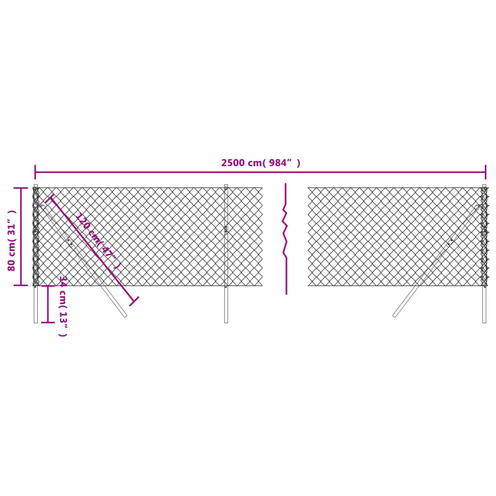 Recinzione a Rete Verde 0,8x25 m - Acciaio Zincato con Rivestimento PVC
