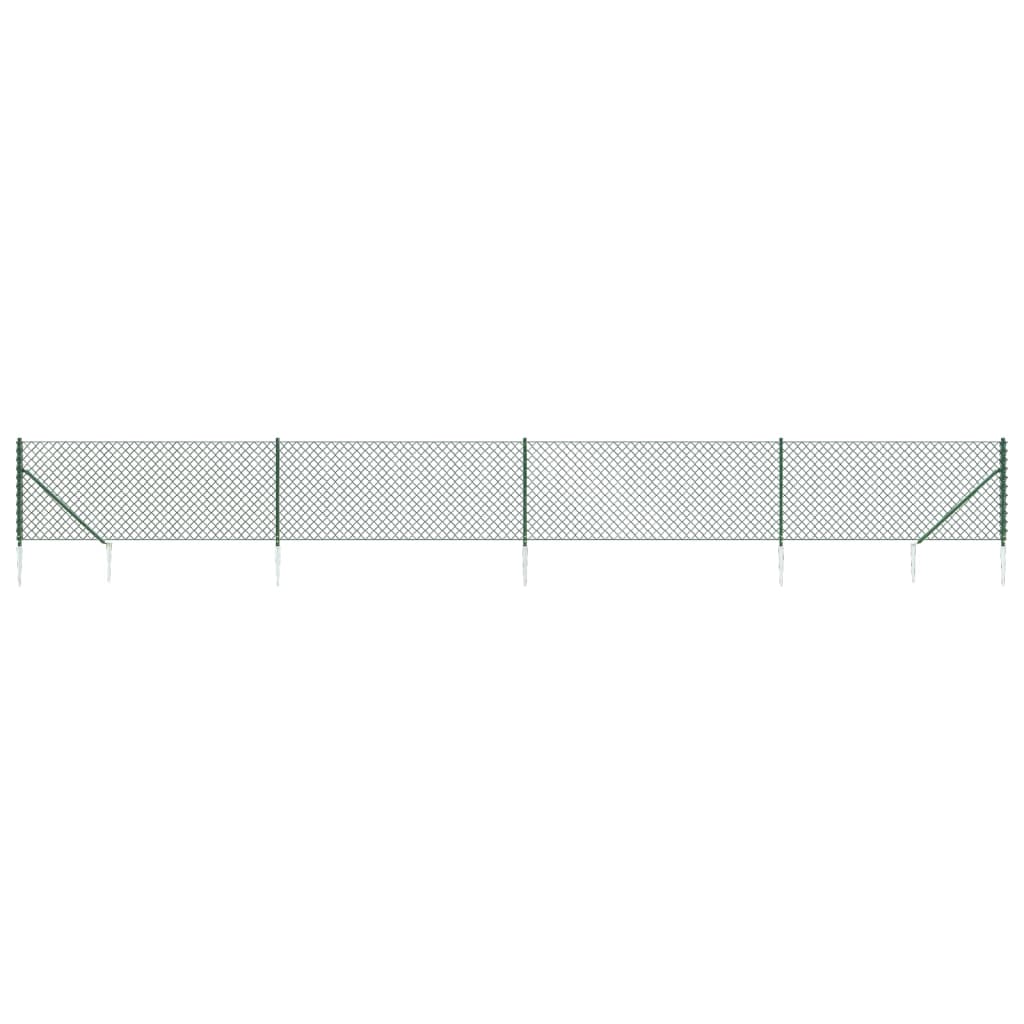 Recinzione a Rete con Picchetti Ancoraggio Verde 0,8x10 m