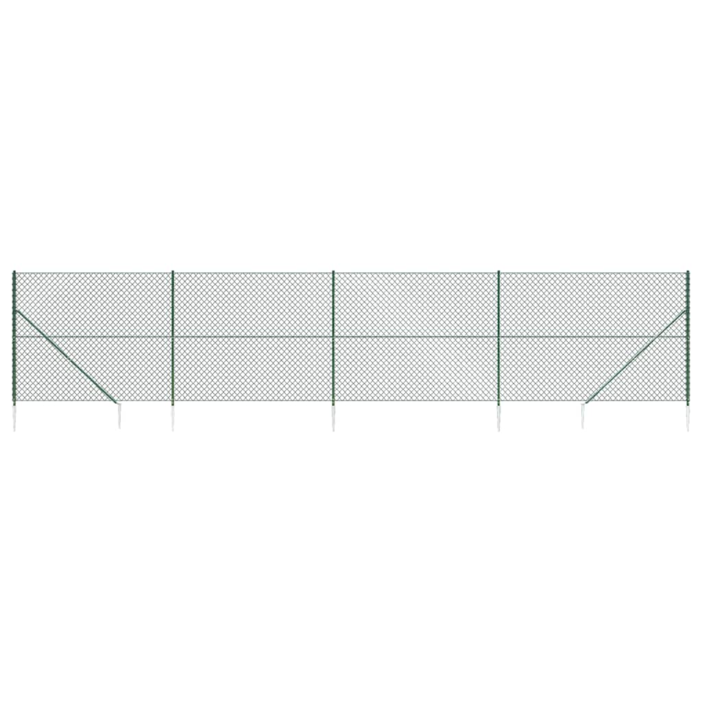 Recinzione a Rete con Picchetti Ancoraggio Verde 1,4x10 m