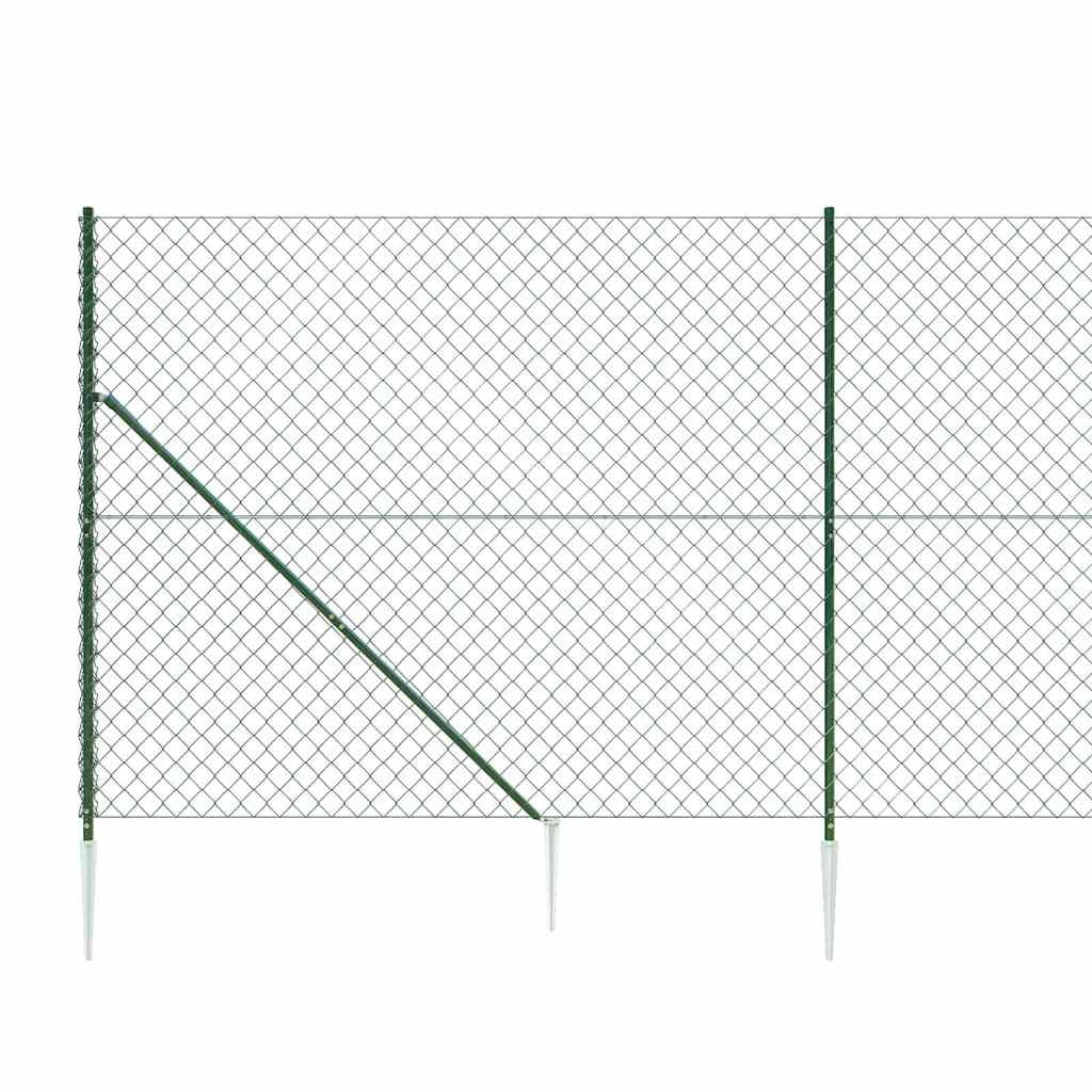 Recinzione a Rete con Picchetti Ancoraggio Verde 1,4x10 m
