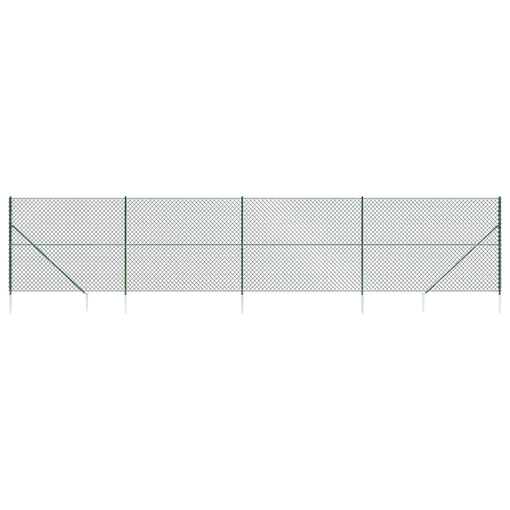 Recinzione a Rete con Picchetti Ancoraggio Verde 1,6x10 m