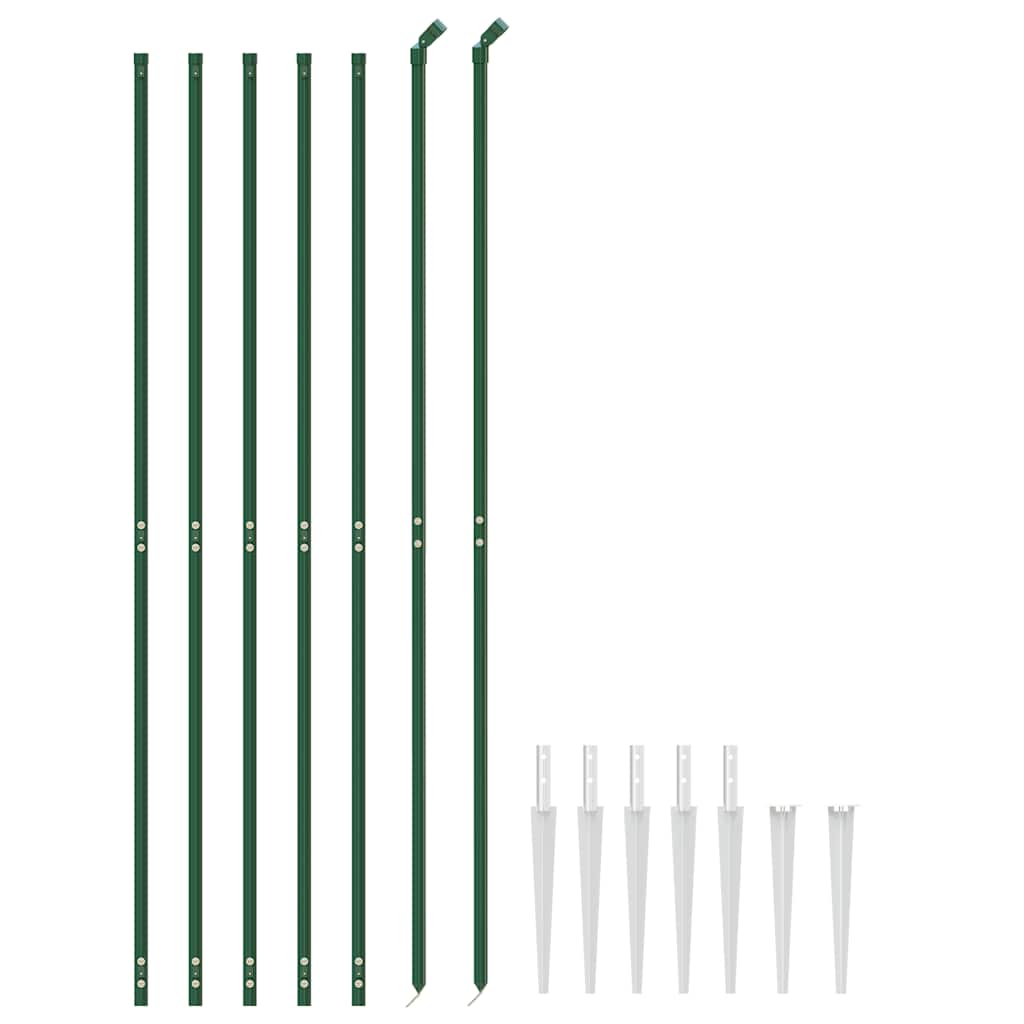 Recinzione a Rete con Picchetti Ancoraggio Verde 1,6x10 m