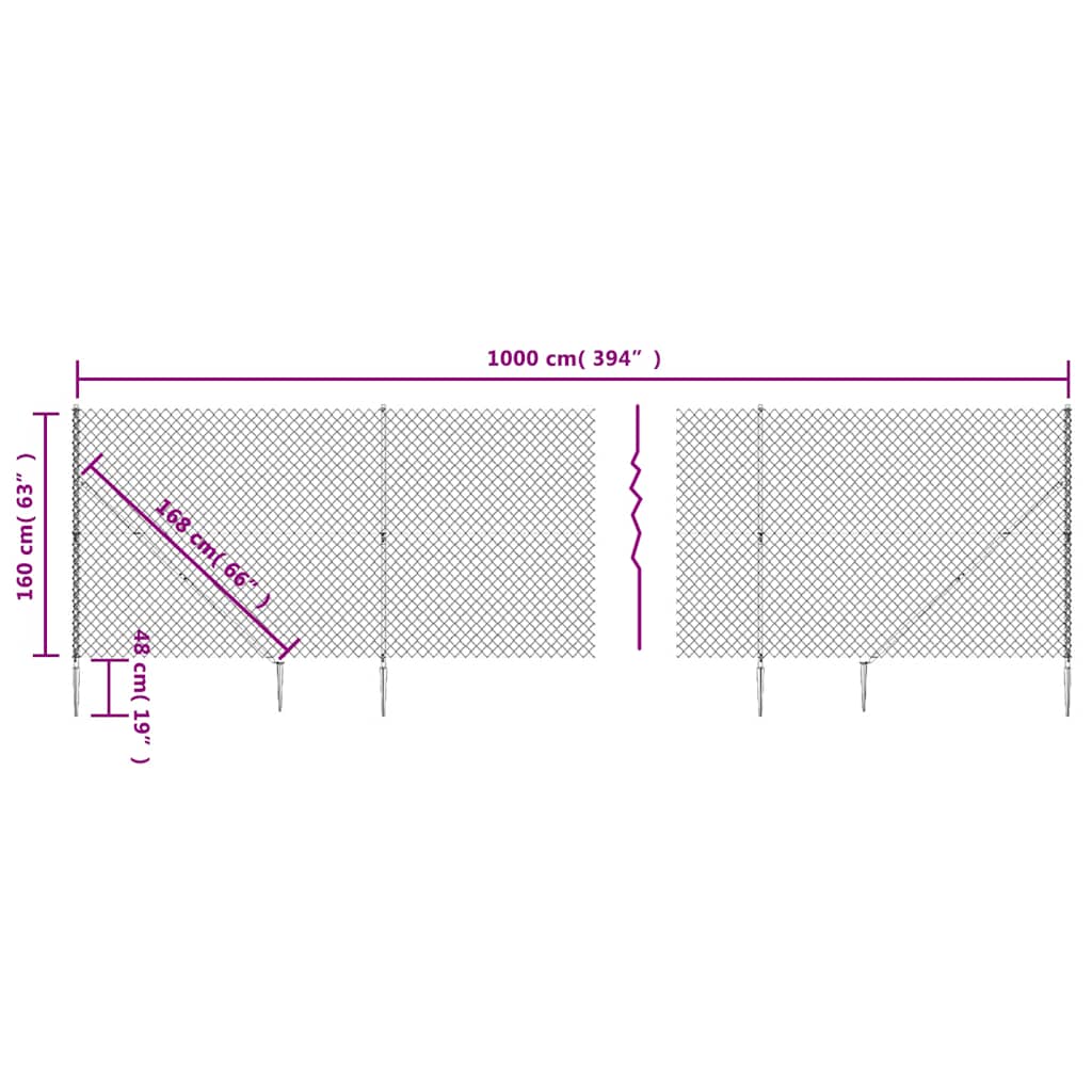 Recinzione a Rete con Picchetti Ancoraggio Verde 1,6x10 m