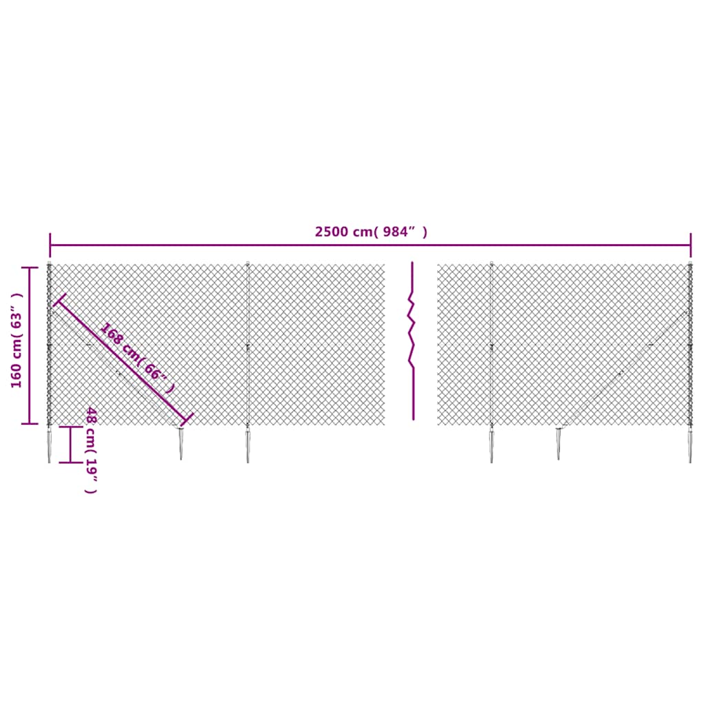 Recinzione a Rete con Picchetti Ancoraggio Verde 1,6x25 m