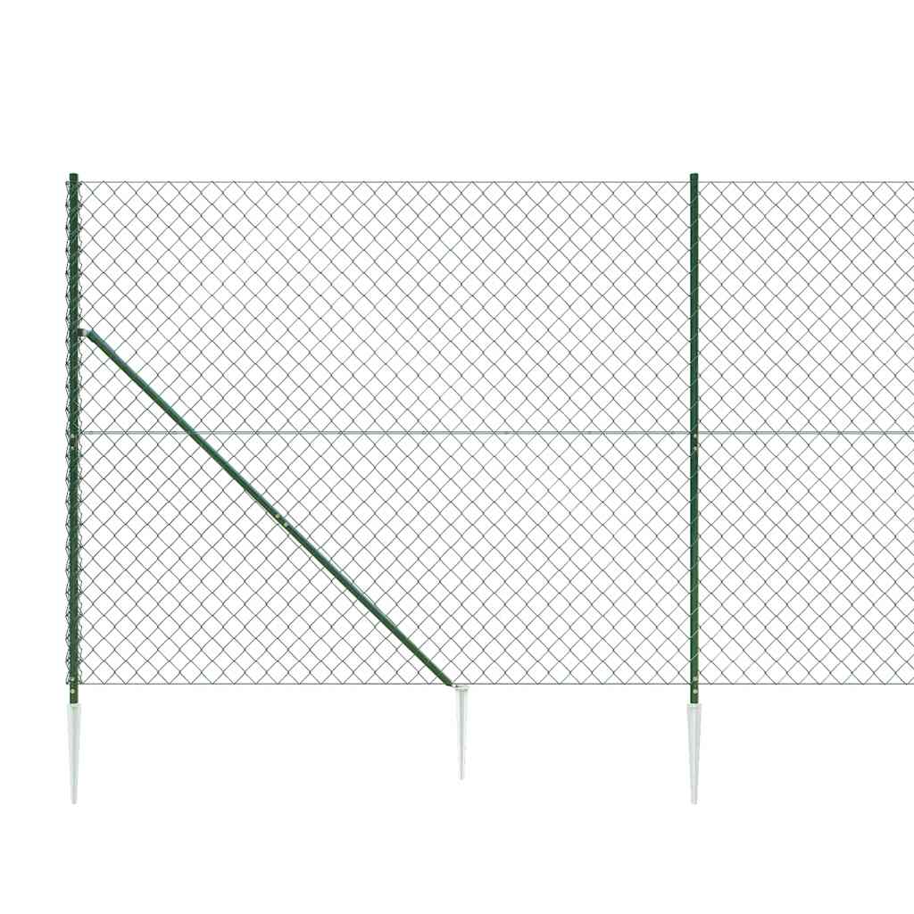 Recinzione a Rete con Picchetti Ancoraggio Verde 1,8x25 m