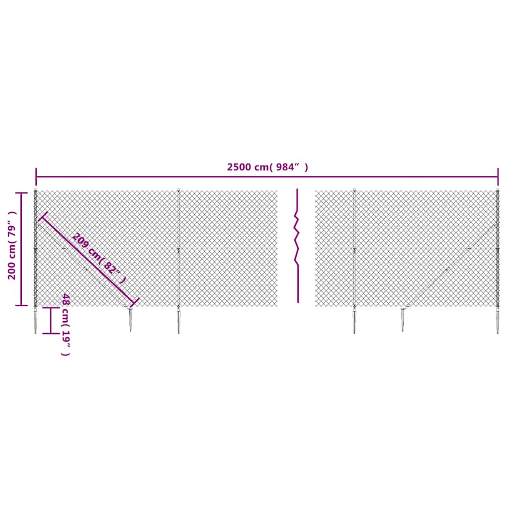 Recinzione a Rete con Picchetti Ancoraggio Verde 2x25 m