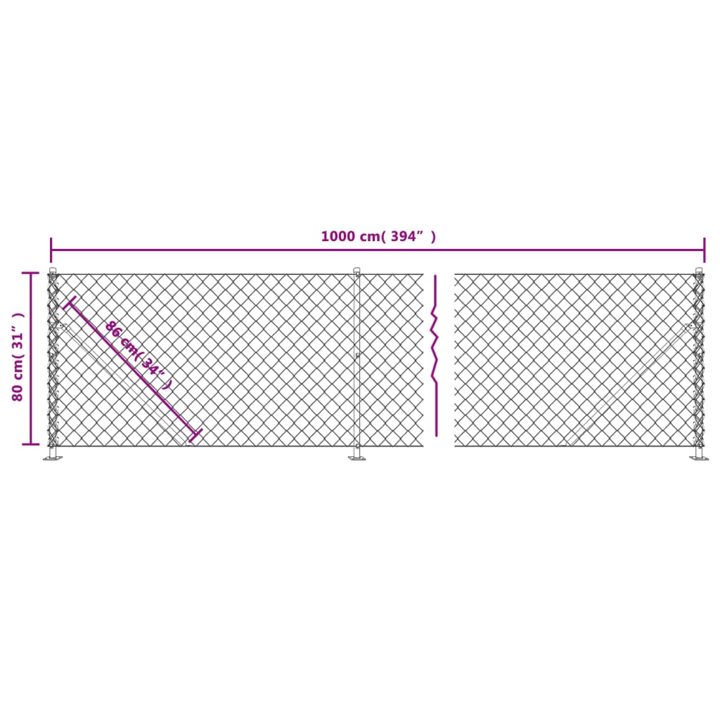 Recinzione a Rete con Flangia Verde 0,8x10 m