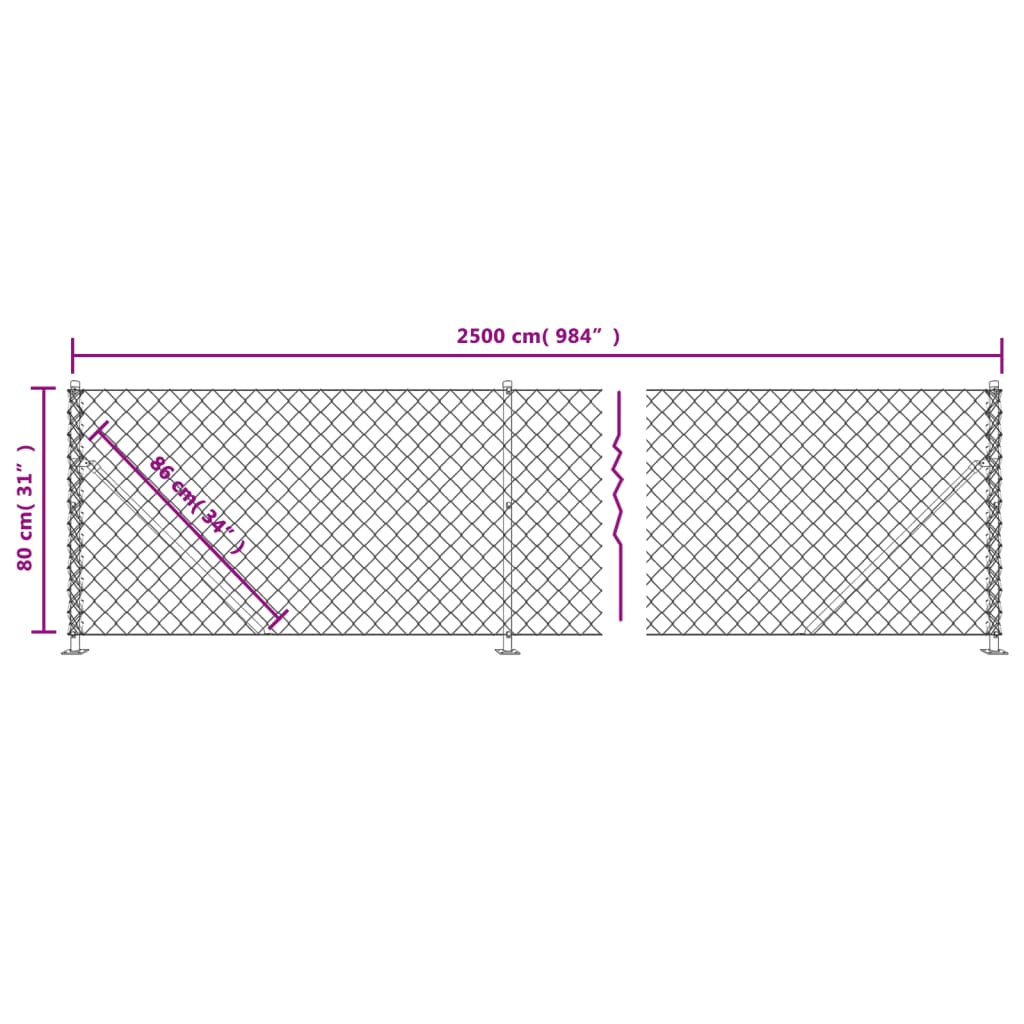 Recinzione a Rete con Flangia Verde 0,8x25 m