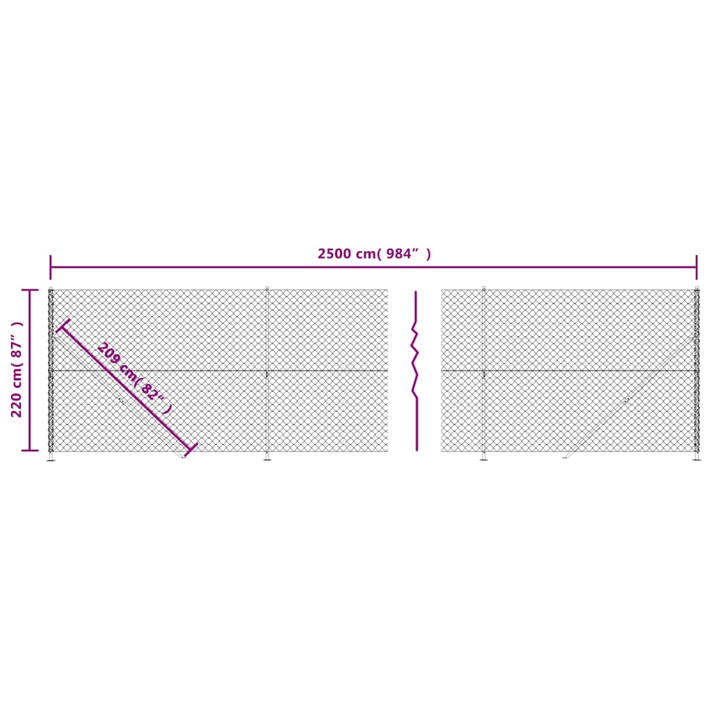 Recinzione a Rete con Flangia Verde 2,2 x 25 m
