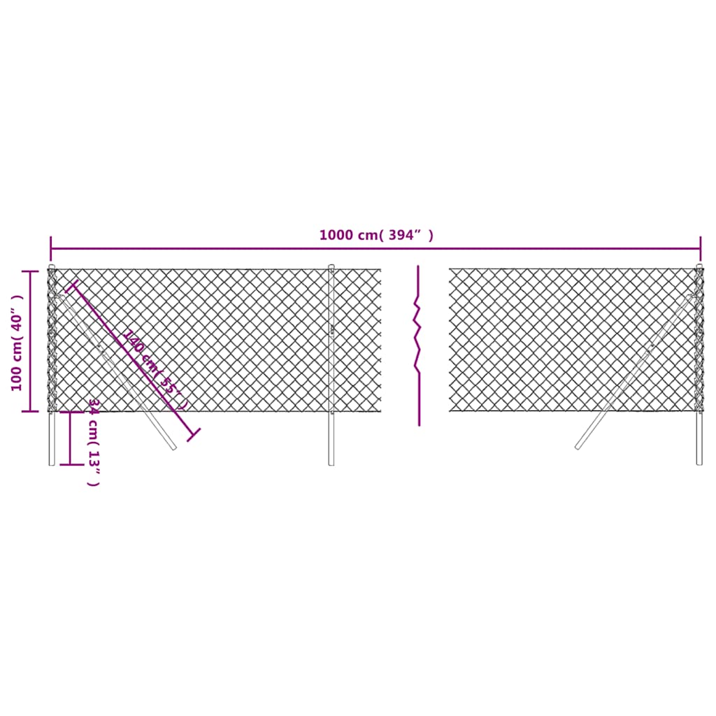 Recinzione a Rete Antracite 1x10 m
