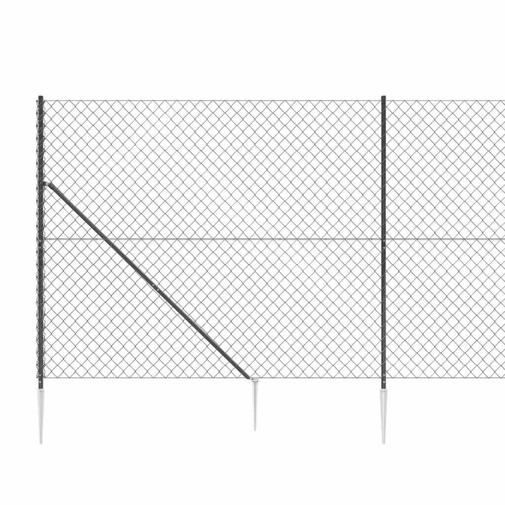 Recinzione a Rete con Picchetti Ancoraggio Antracite 2,2x25 m