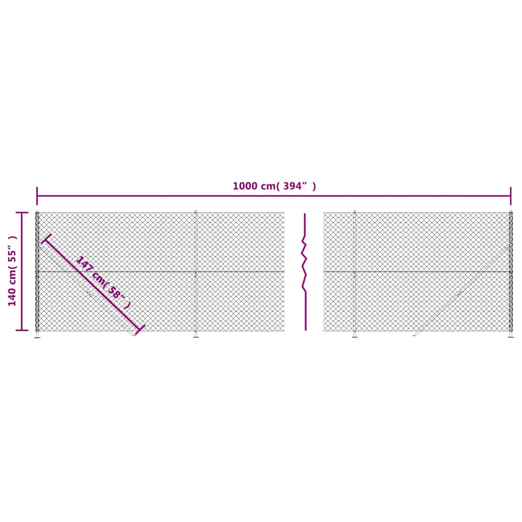 Recinzione a Rete con Flangia Antracite 1,4x10 m