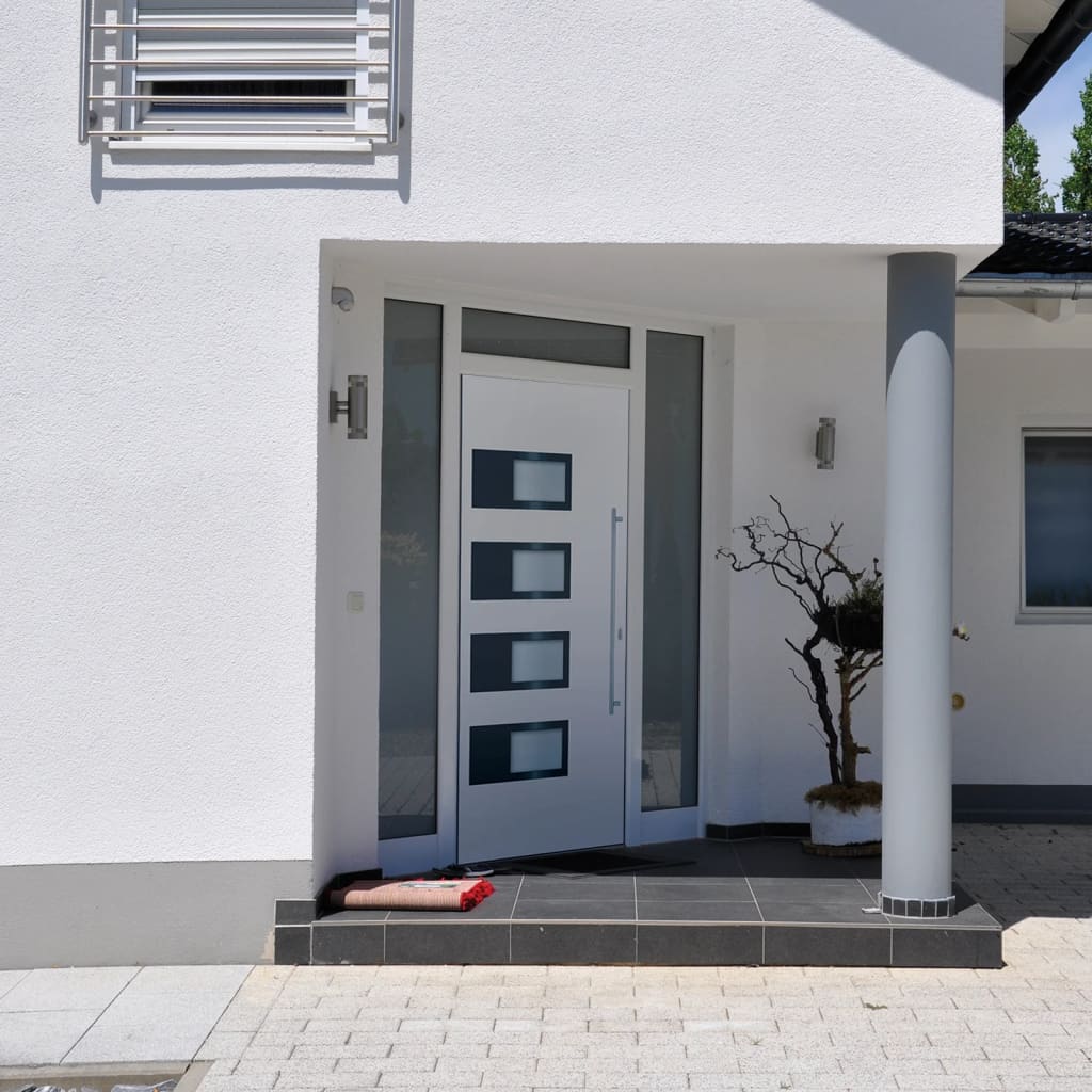 Porta d'ingresso bianca 100x200 cm in alluminio e PVC