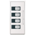 Porta d'Ingresso Bianca 100x210 cm in Alluminio e PVC