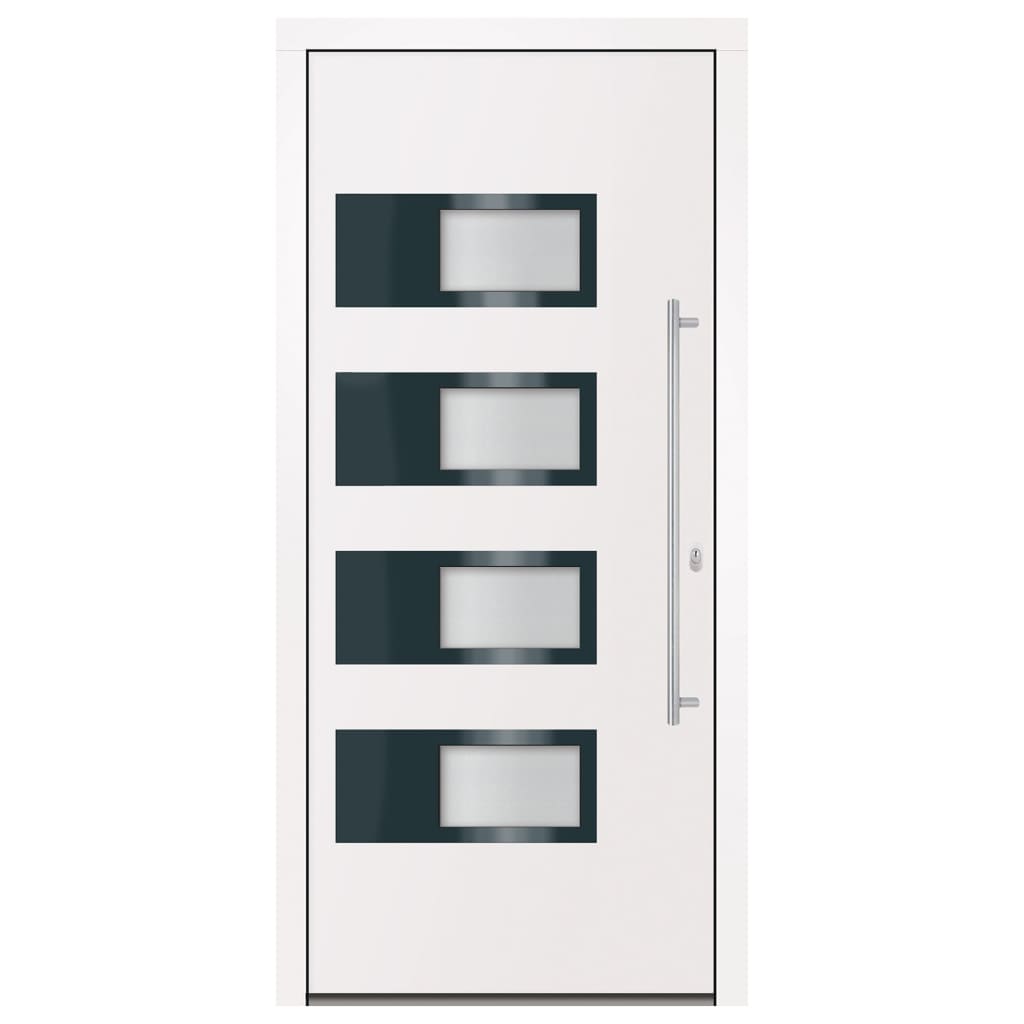 Porta d'Ingresso Bianca 100x210 cm in Alluminio e PVC