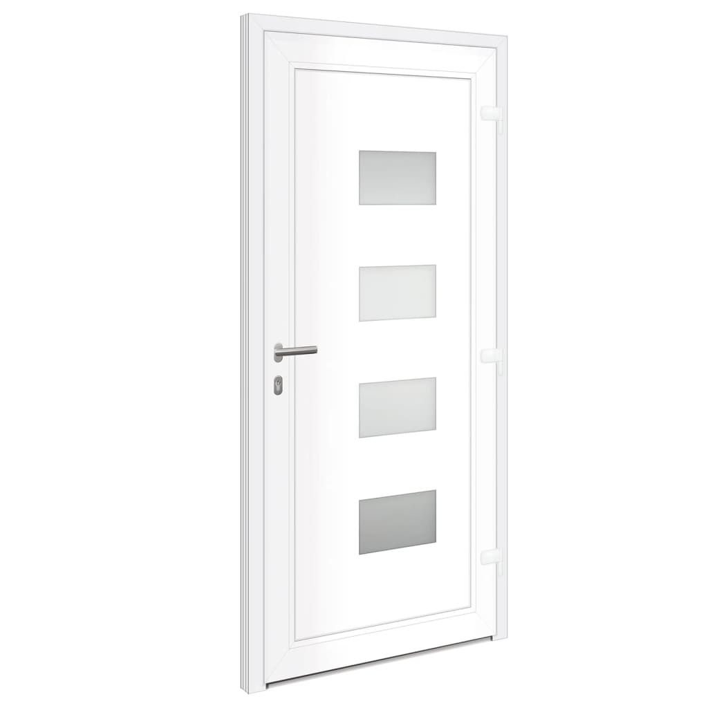 Porta d'Ingresso Bianca 100x210 cm in Alluminio e PVC