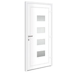 Porta d'Ingresso Bianca 100x210 cm in Alluminio e PVC