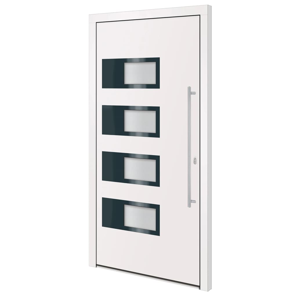 Porta d'ingresso bianca 110x210 cm in alluminio e PVC