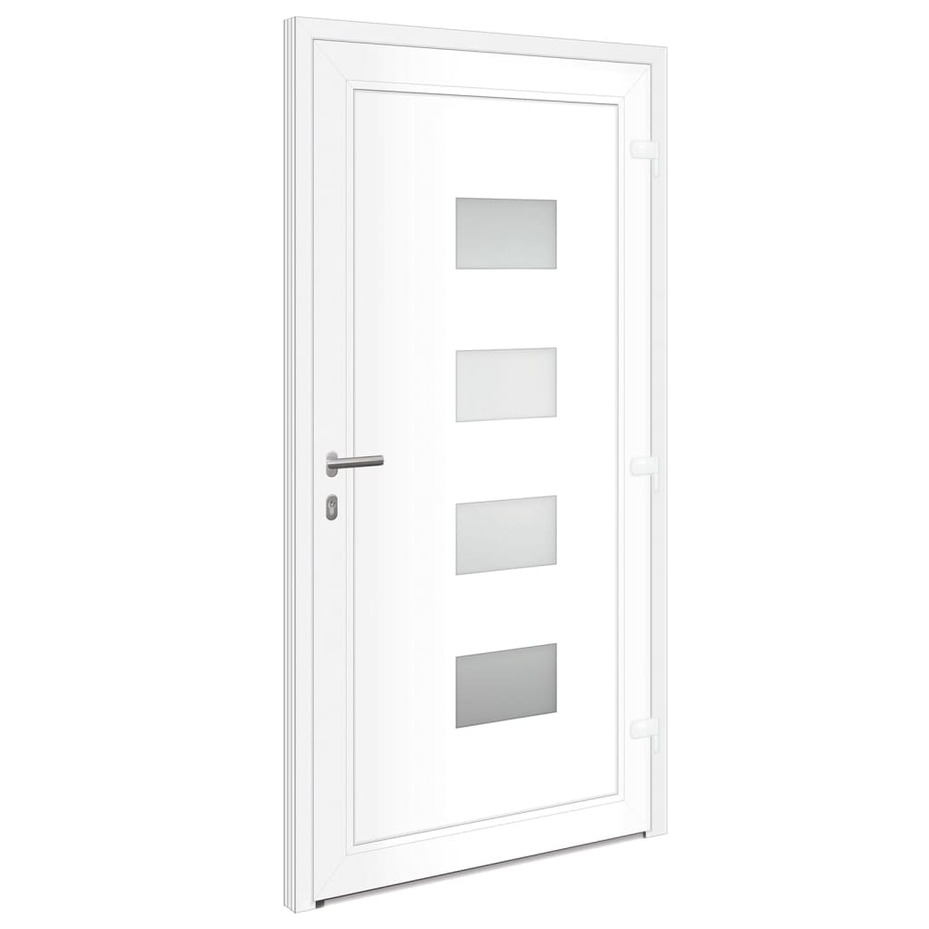 Porta d'ingresso bianca 110x210 cm in alluminio e PVC
