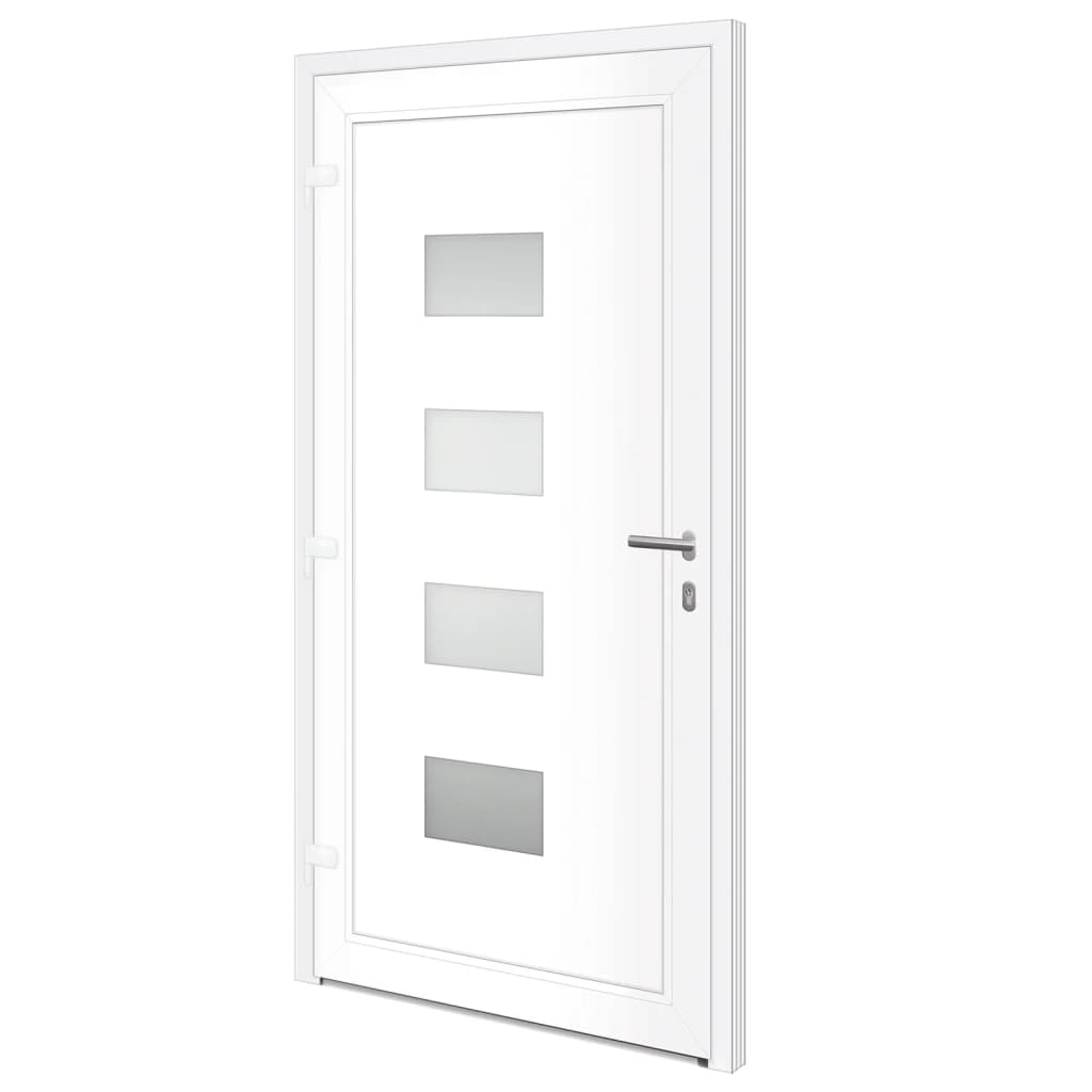 Porta d'Ingresso Bianca 100x200 cm in Alluminio e PVC