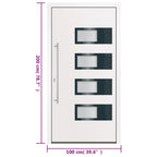 Porta d'Ingresso Bianca 100x200 cm in Alluminio e PVC