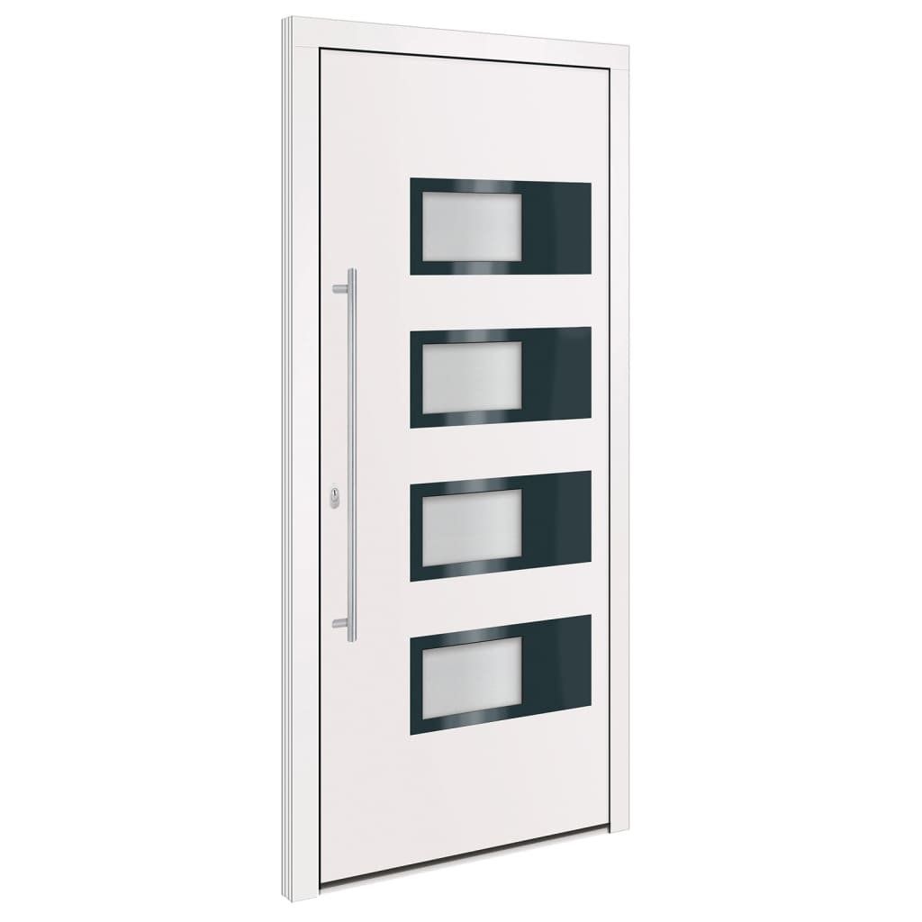 Porta d'ingresso bianca 100x210 cm in alluminio e PVC
