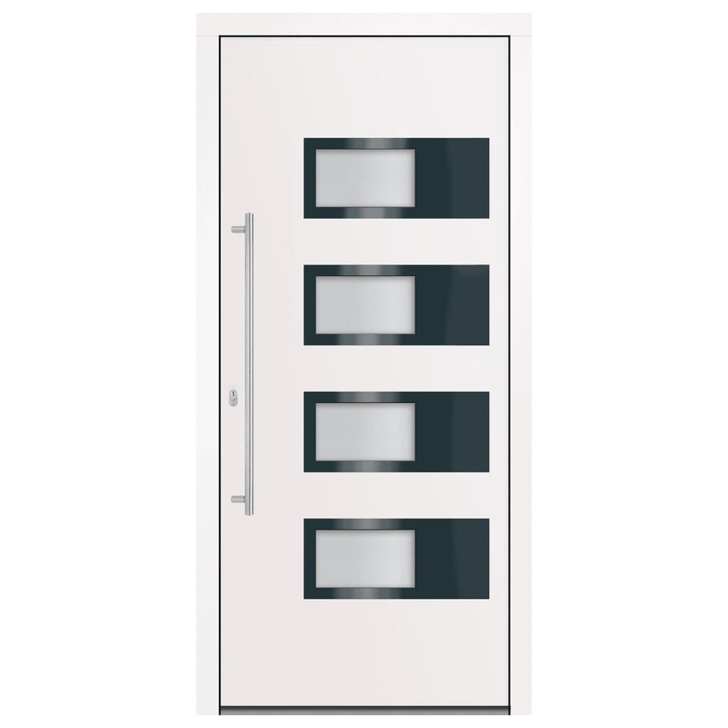 Porta d'ingresso bianca 100x210 cm in alluminio e PVC