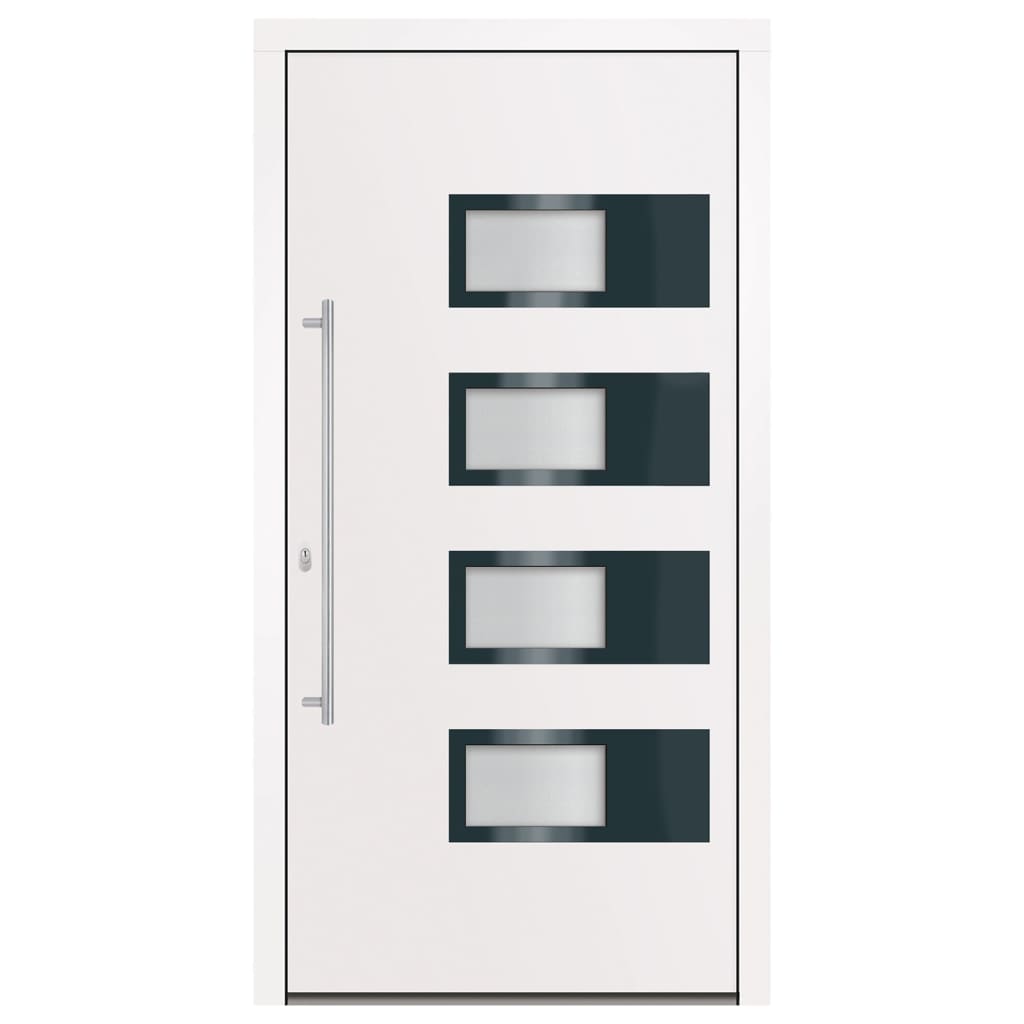 Porta d'Ingresso Bianca 110x210 cm in Alluminio e PVC