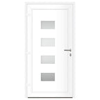 Porta d'Ingresso Bianca 110x210 cm in Alluminio e PVC