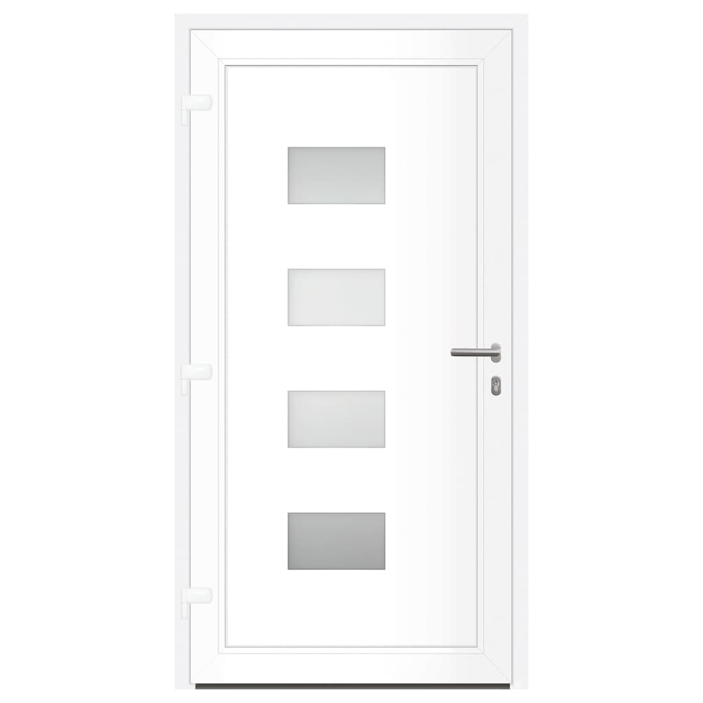 Porta d'Ingresso Bianca 110x210 cm in Alluminio e PVC