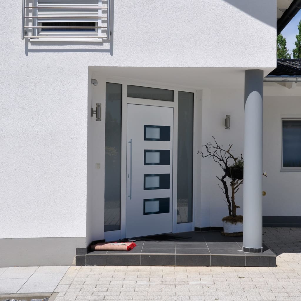 Porta d'Ingresso Bianca 110x210 cm in Alluminio e PVC