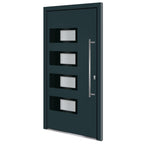 Porta d'Ingresso Antracite 100x200 cm in Alluminio e PVC