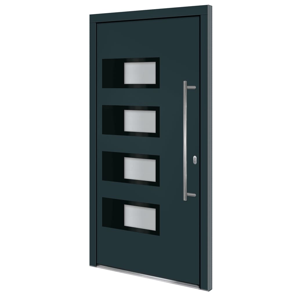 Porta d'Ingresso Antracite 100x200 cm in Alluminio e PVC