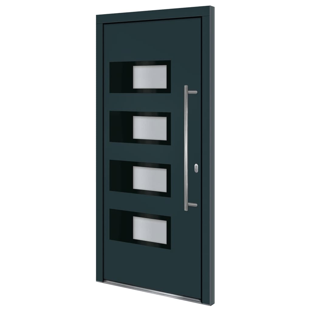 Porta d'Ingresso Antracite 100x210 cm in Alluminio e PVC