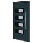 Porta d'Ingresso Antracite 100x210 cm in Alluminio e PVC