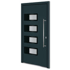 Porta d'Ingresso Antracite 110x210 cm in Alluminio e PVC