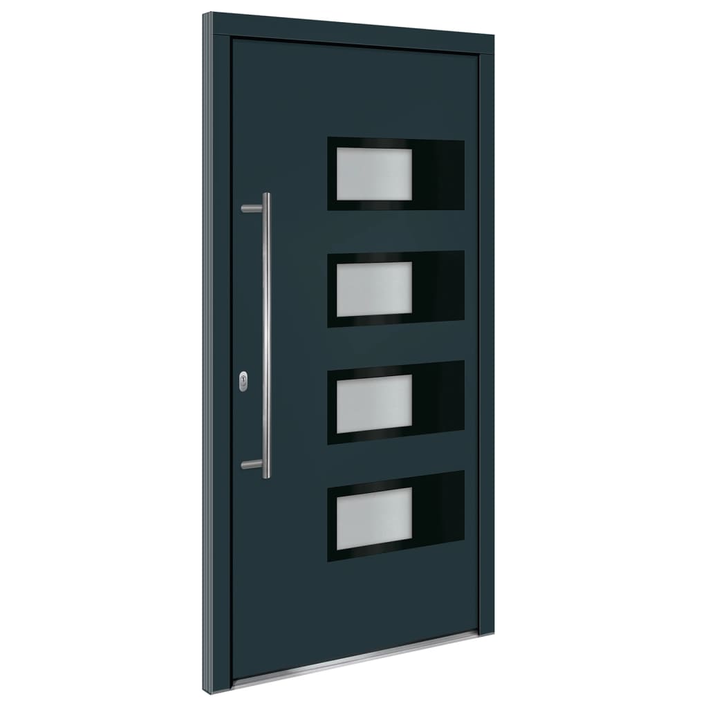 Porta d'ingresso antracite 100x200 cm in alluminio e PVC